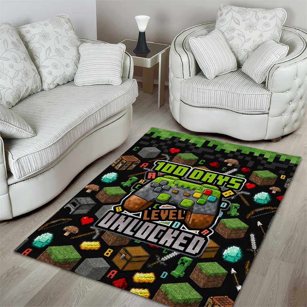 100 Days Level Unlocked Area Rug Gaming 100 Days of School Boys