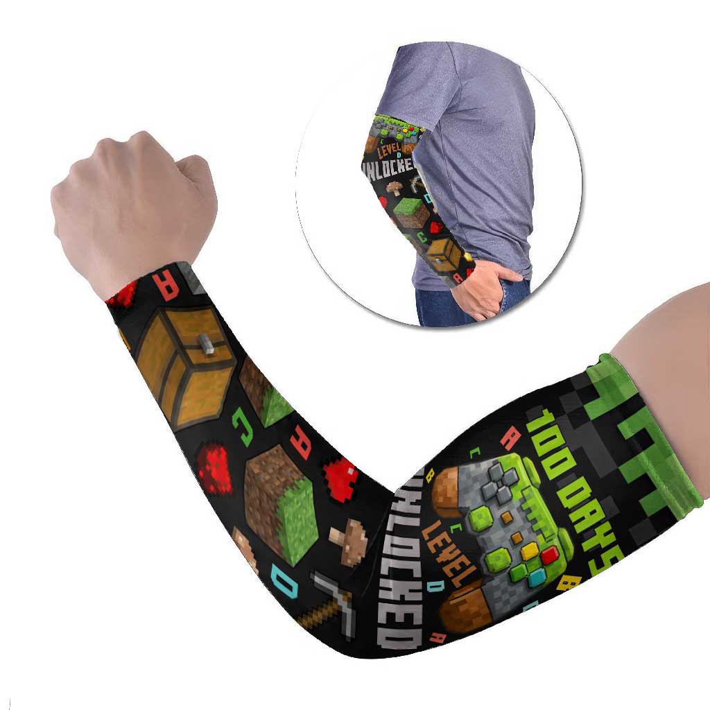 100 Days Level Unlocked Arm Sleeves Gaming 100 Days of School Boys