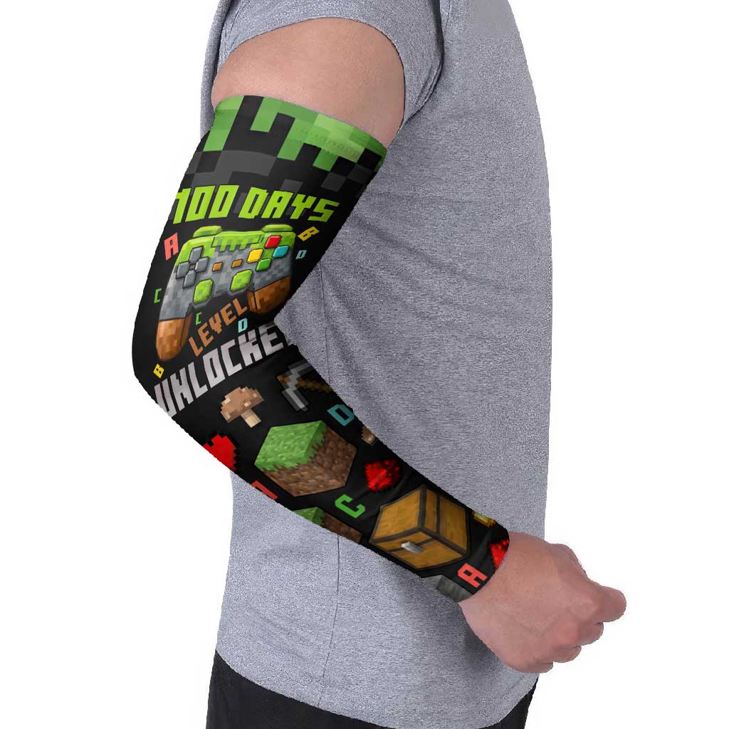 100 Days Level Unlocked Arm Sleeves Gaming 100 Days of School Boys