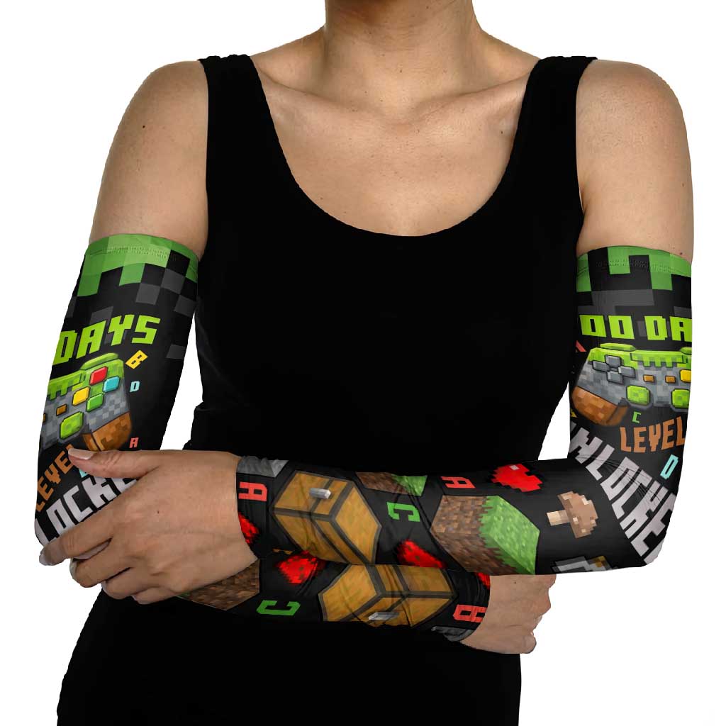 100 Days Level Unlocked Arm Sleeves Gaming 100 Days of School Boys