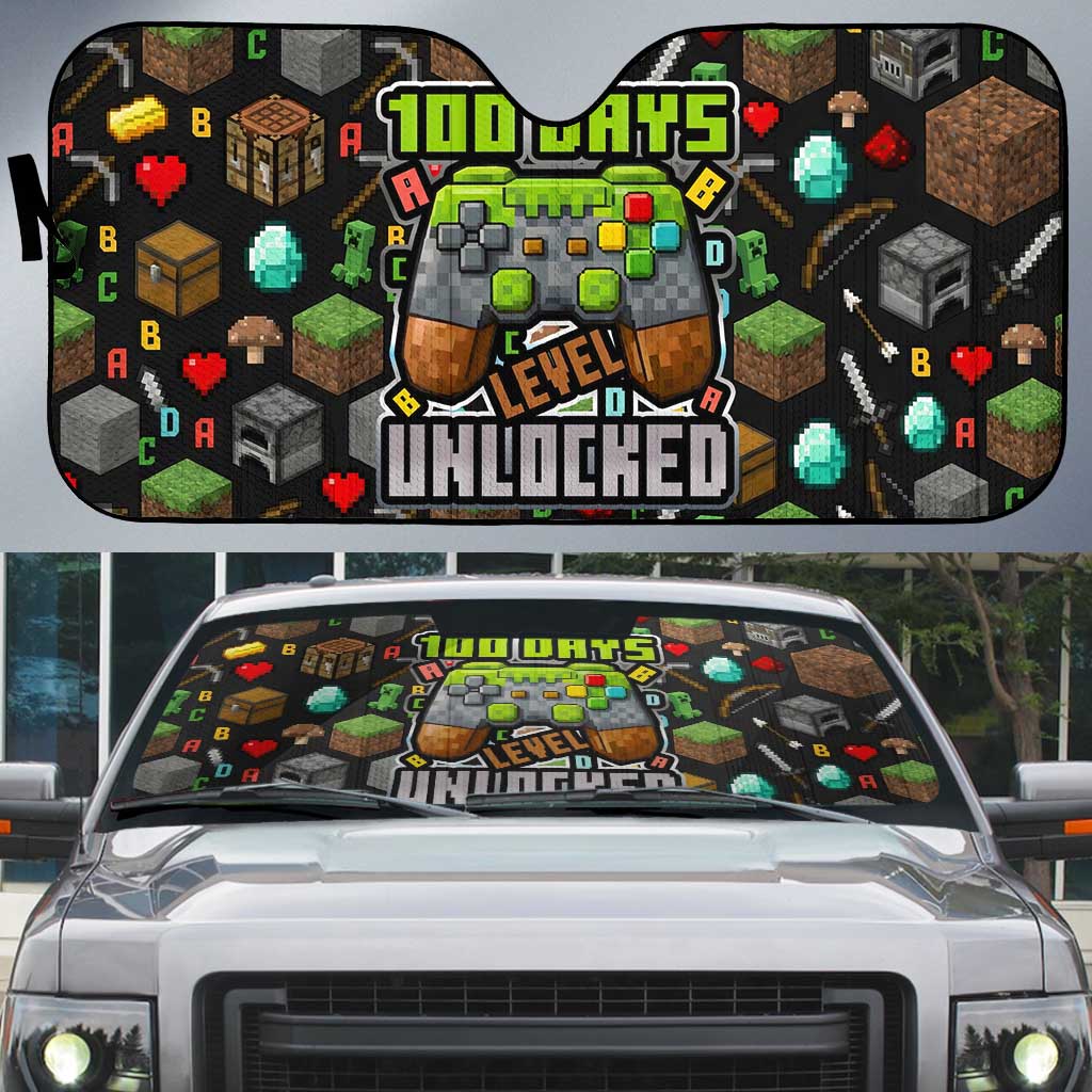 100 Days Level Unlocked Auto Sun Shade Gaming 100 Days of School Boys