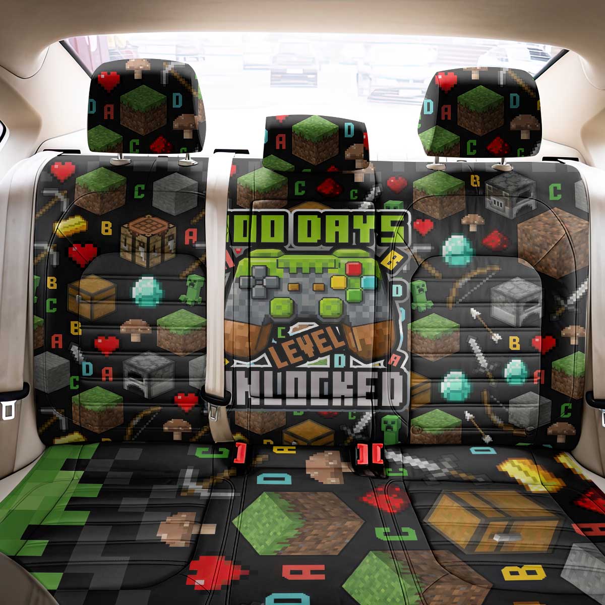 100 Days Level Unlocked Back Car Seat Cover Gaming 100 Days of School Boys