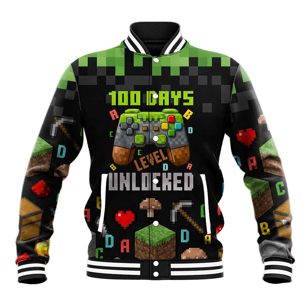 100 Days Level Unlocked Baseball Jacket Gaming 100 Days of School Boys