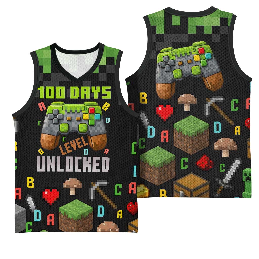 100 Days Level Unlocked Basketball Jersey Gaming 100 Days of School Boys