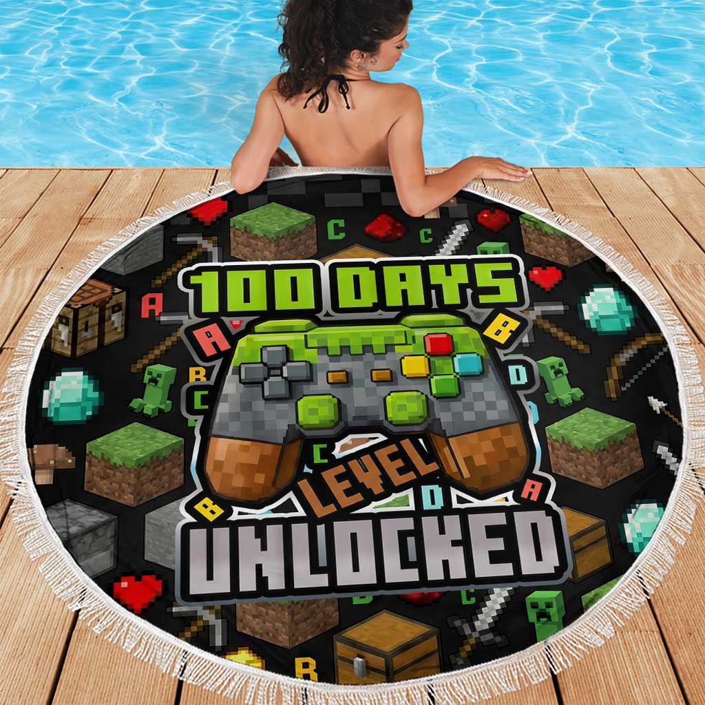 100 Days Level Unlocked Beach Blanket Gaming 100 Days of School Boys