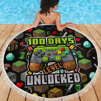 100 Days Level Unlocked Beach Blanket Gaming 100 Days of School Boys