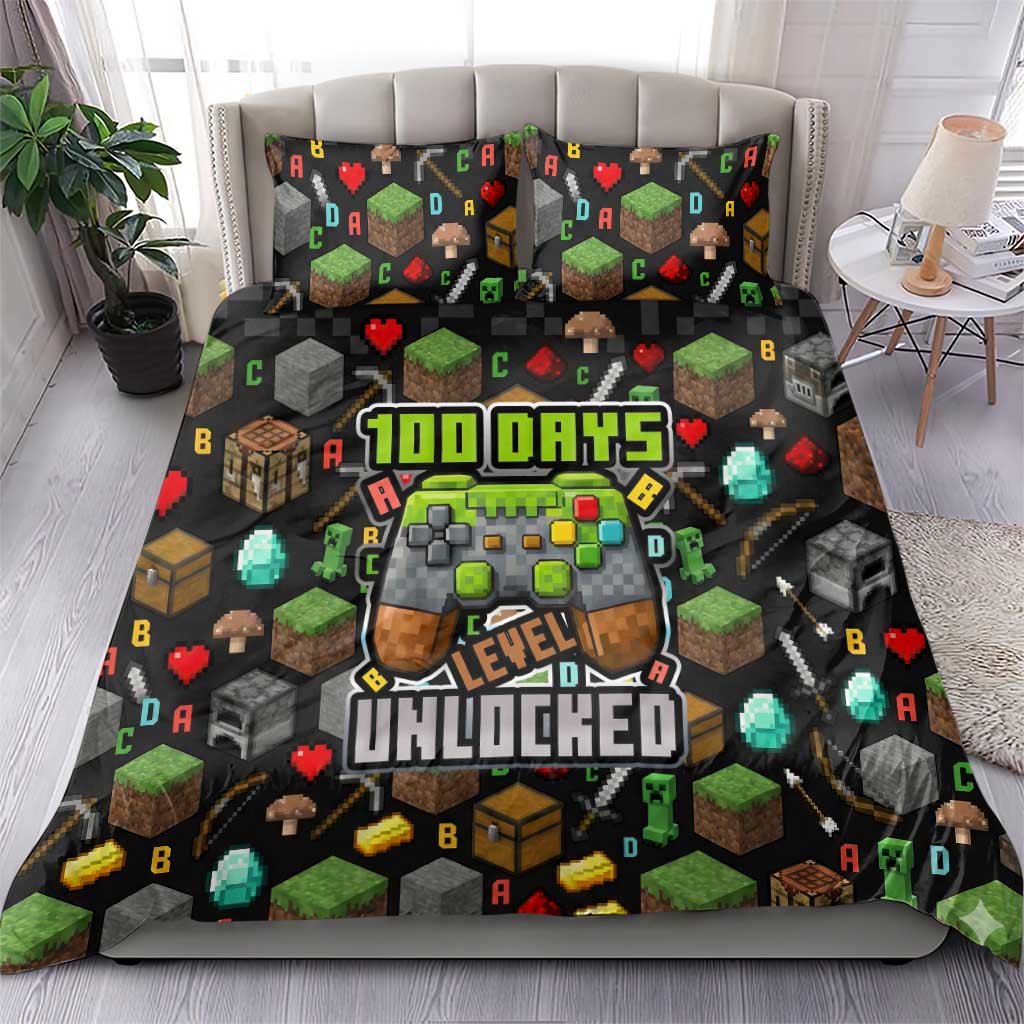 100 Days Level Unlocked Bedding Set Gaming 100 Days of School Boys