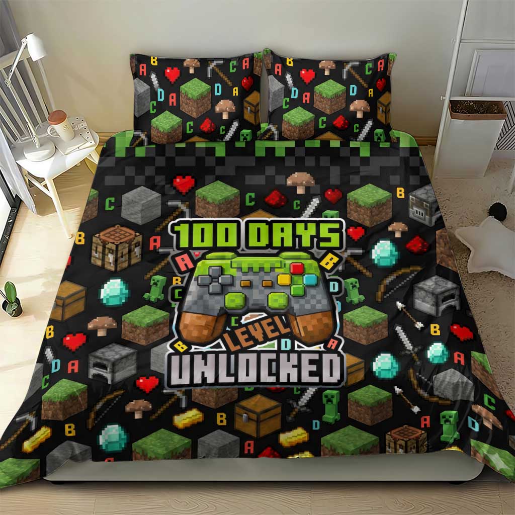 100 Days Level Unlocked Bedding Set Gaming 100 Days of School Boys