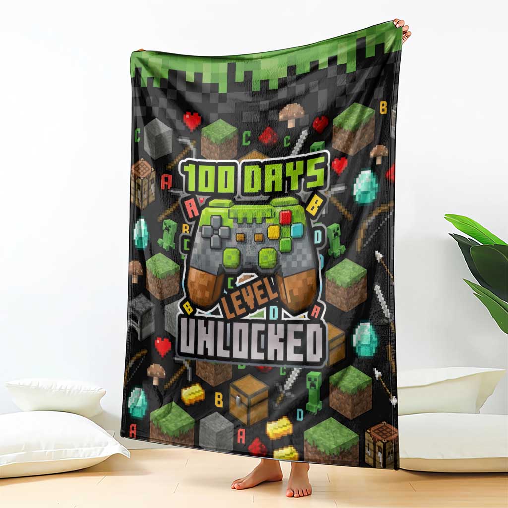 100 Days Level Unlocked Blanket Gaming 100 Days of School Boys