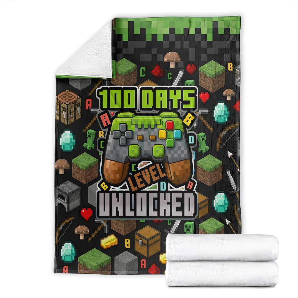 100 Days Level Unlocked Blanket Gaming 100 Days of School Boys
