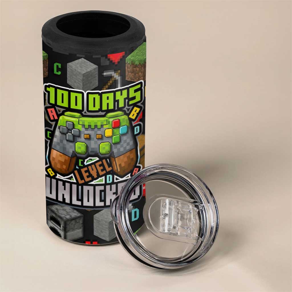 100 Days Level Unlocked 4 in 1 Can Cooler Tumbler Gaming 100 Days of School Boys