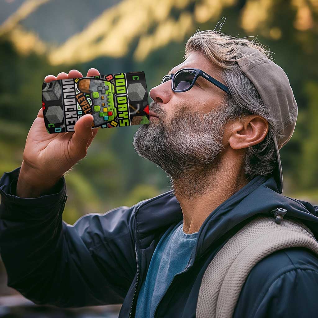100 Days Level Unlocked 4 in 1 Can Cooler Tumbler Gaming 100 Days of School Boys