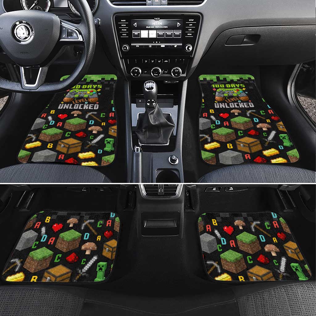 100 Days Level Unlocked Car Mats Gaming 100 Days of School Boys