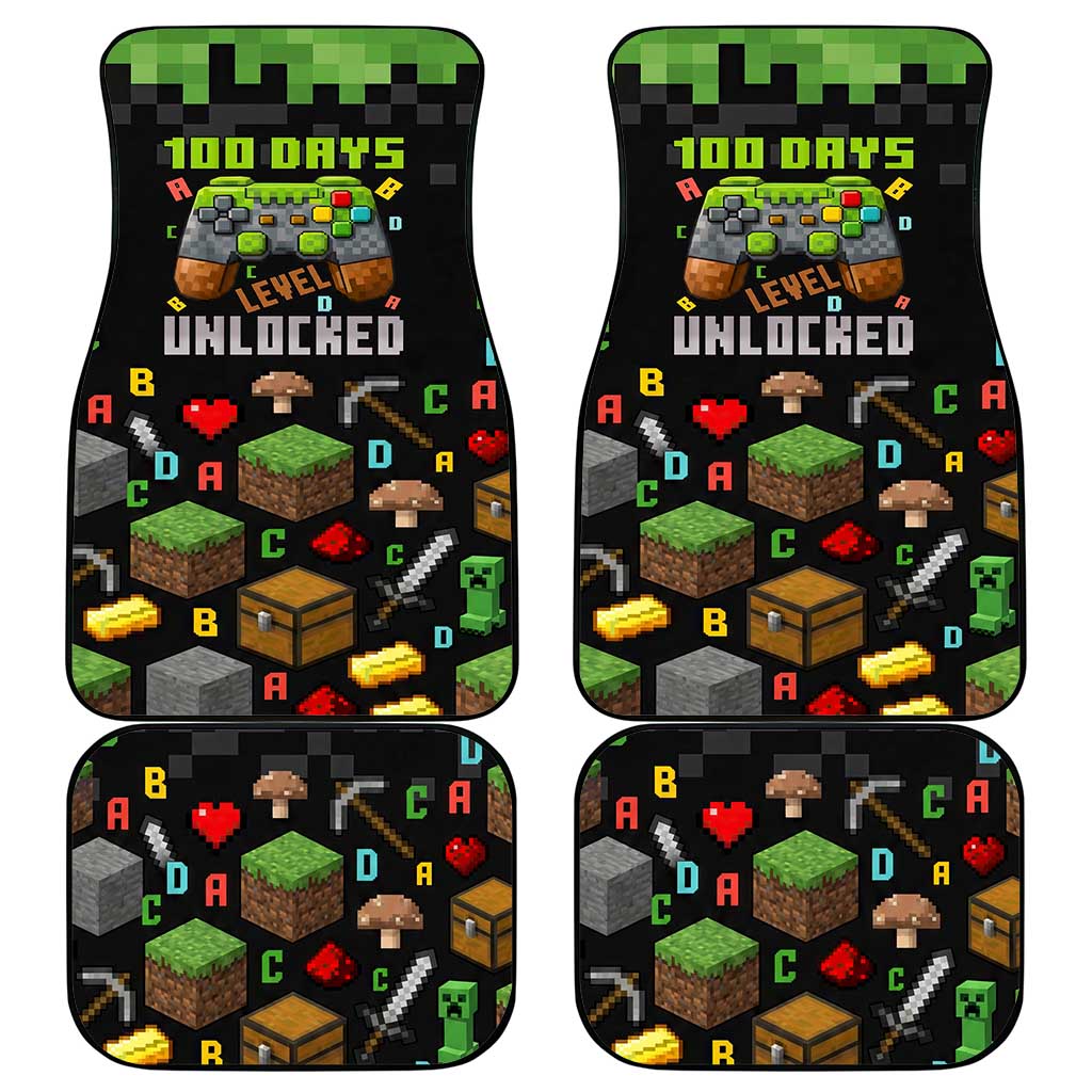 100 Days Level Unlocked Car Mats Gaming 100 Days of School Boys