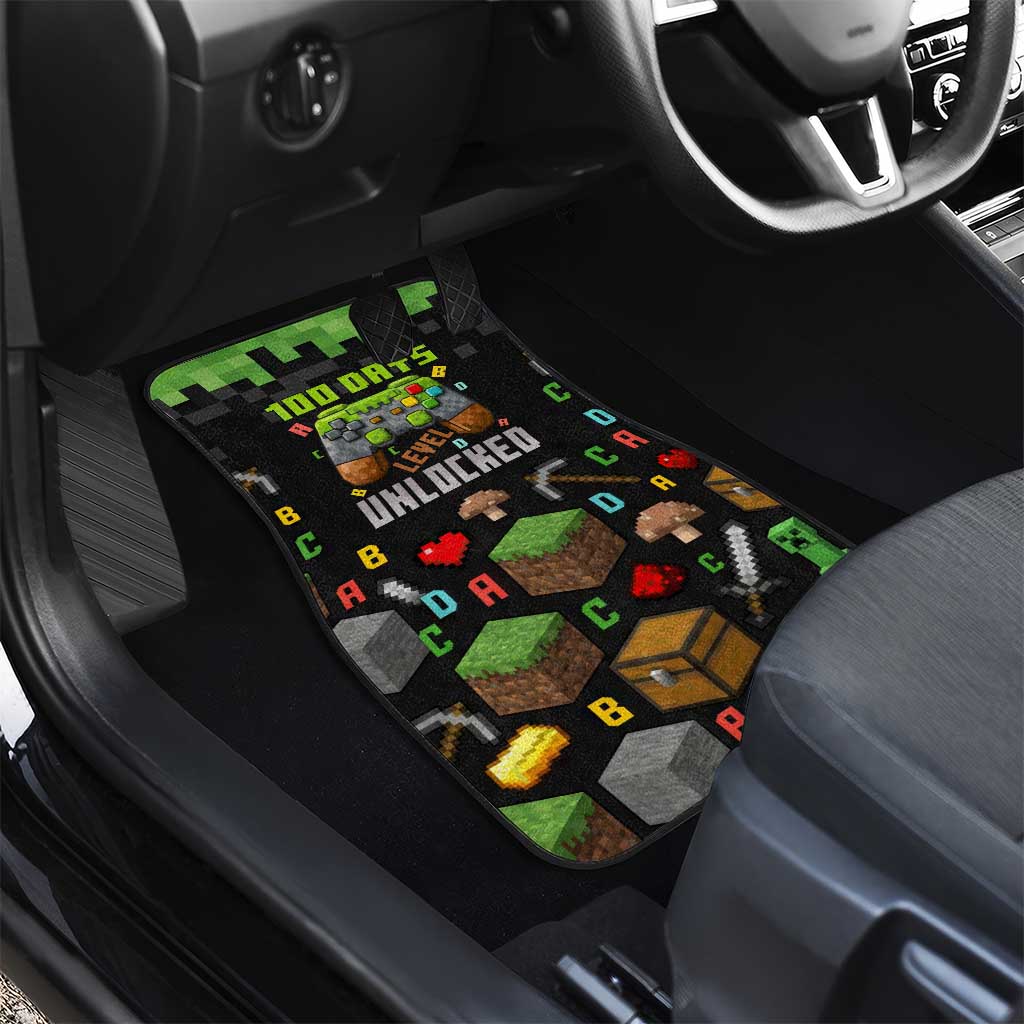 100 Days Level Unlocked Car Mats Gaming 100 Days of School Boys