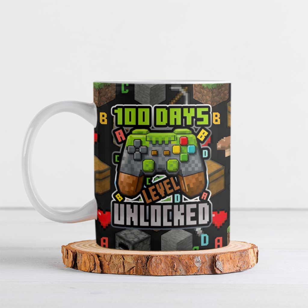 100 Days Level Unlocked Ceramic Mug Gaming 100 Days of School Boys