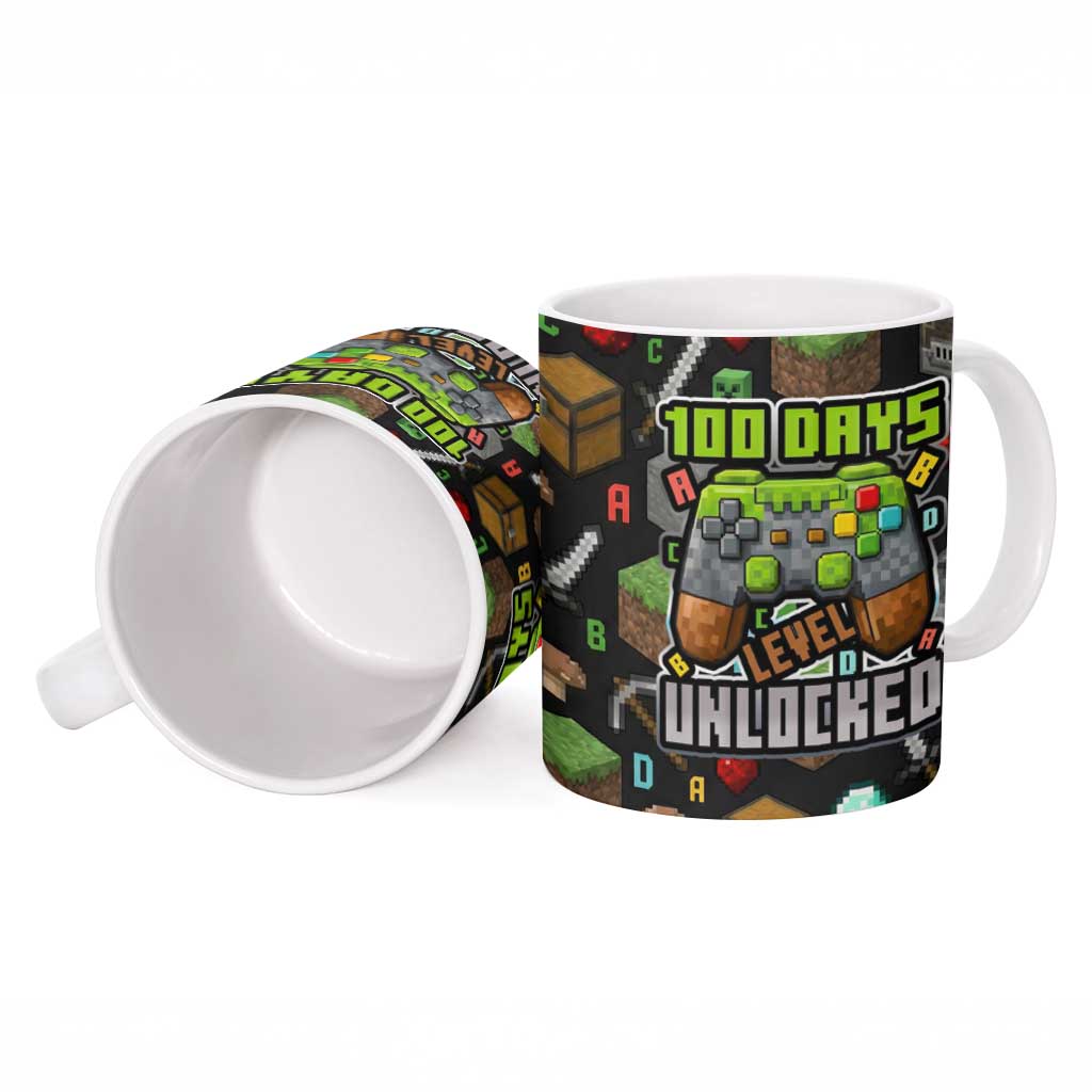 100 Days Level Unlocked Ceramic Mug Gaming 100 Days of School Boys