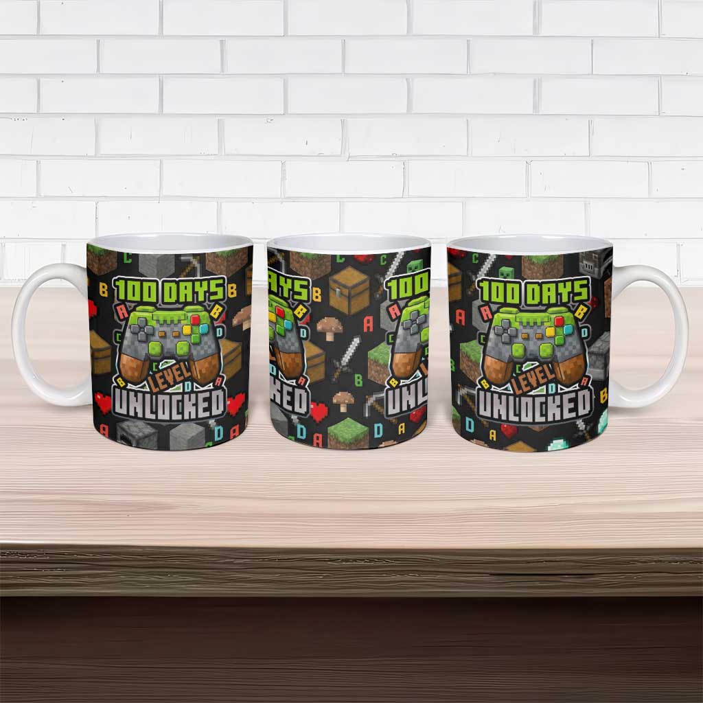 100 Days Level Unlocked Ceramic Mug Gaming 100 Days of School Boys