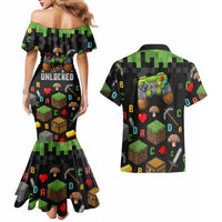 100 Days Level Unlocked Couples Matching Mermaid Dress and Hawaiian Shirt Gaming 100 Days of School Boys