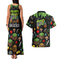 100 Days Level Unlocked Couples Matching Tank Maxi Dress and Hawaiian Shirt Gaming 100 Days of School Boys
