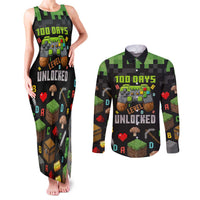 100 Days Level Unlocked Couples Matching Tank Maxi Dress and Long Sleeve Button Shirt Gaming 100 Days of School Boys