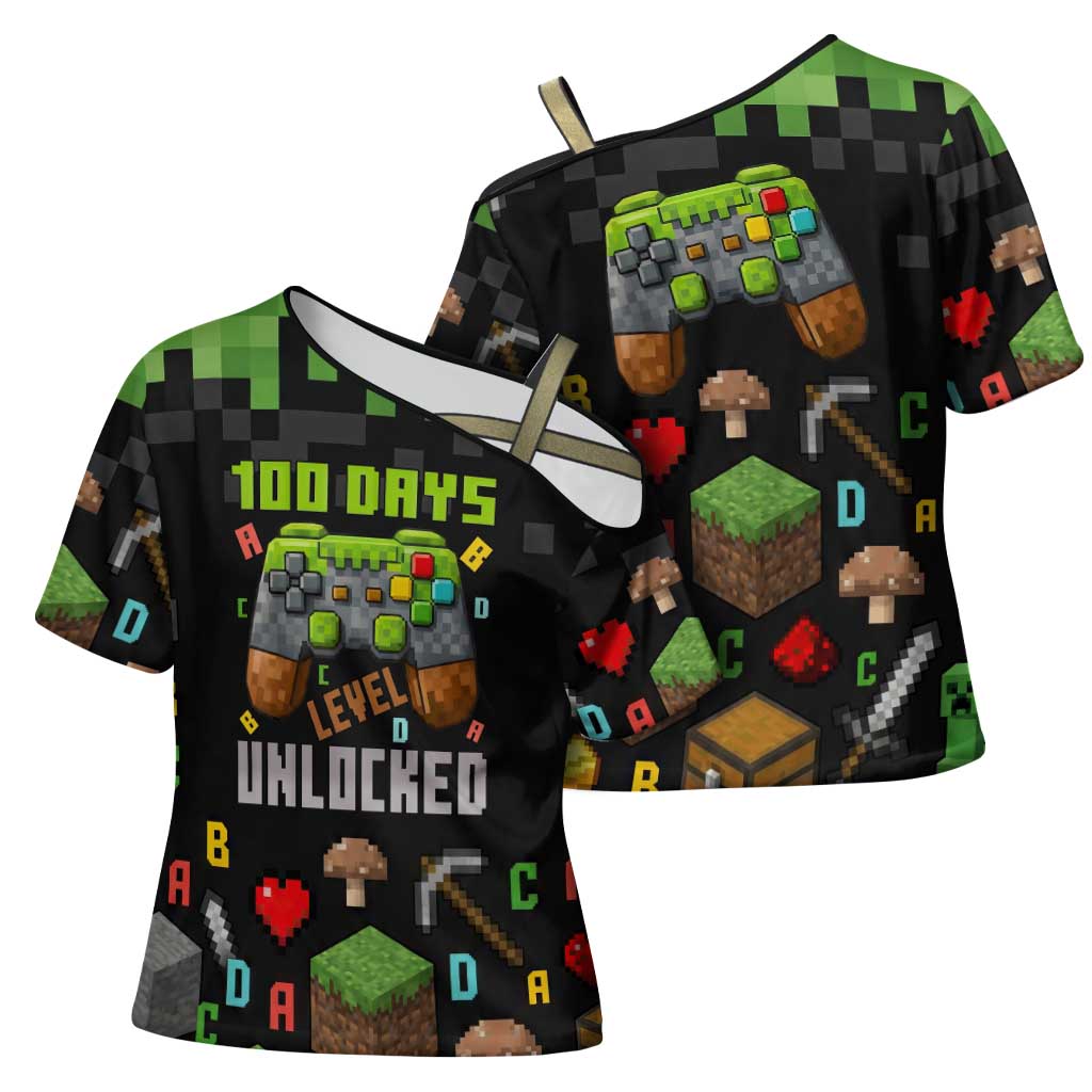 100 Days Level Unlocked Cross Shoulder Shirt Gaming 100 Days of School Boys