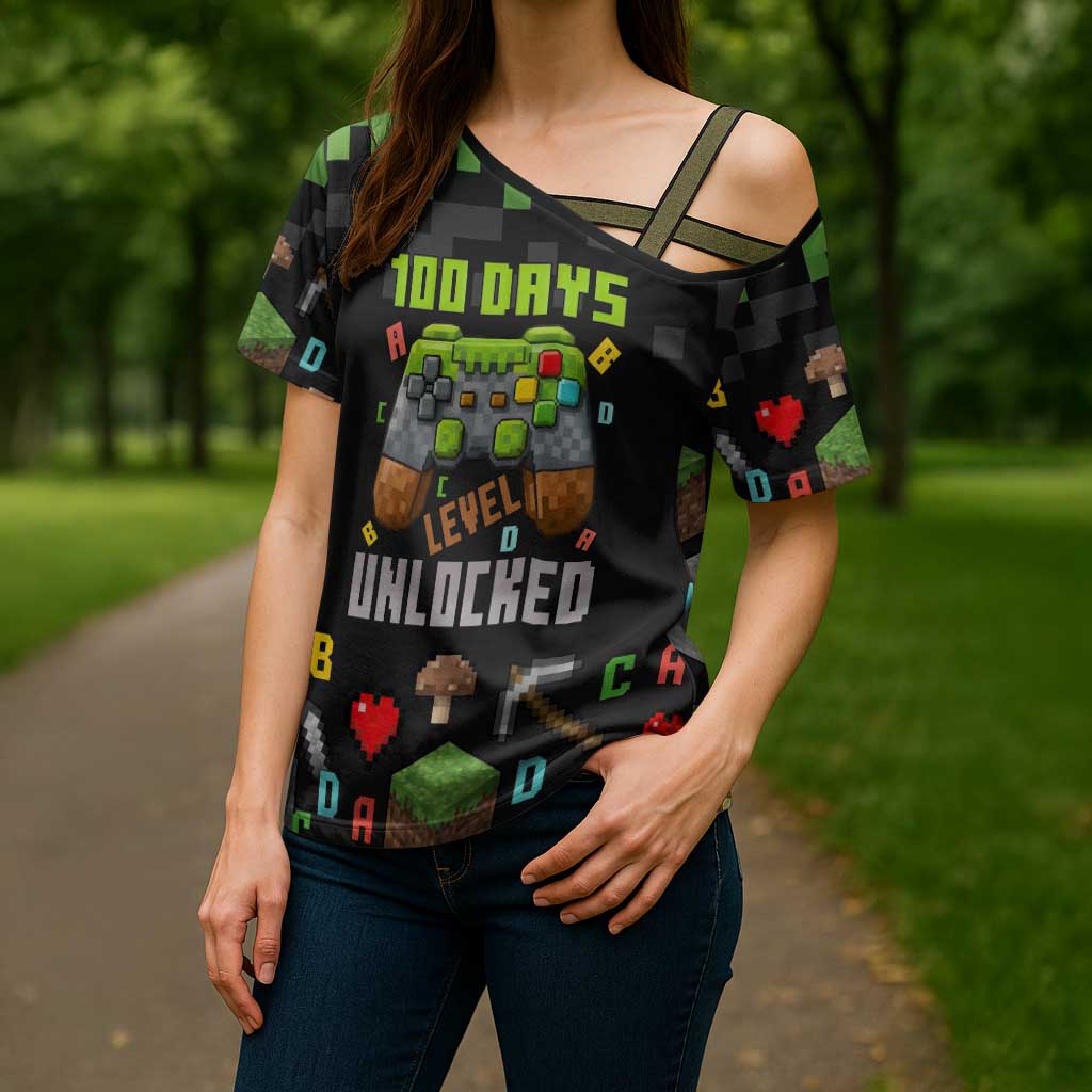 100 Days Level Unlocked Cross Shoulder Shirt Gaming 100 Days of School Boys