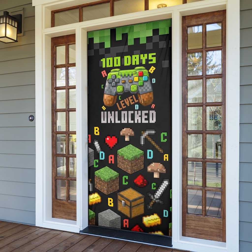 100 Days Level Unlocked Door Cover Gaming 100 Days of School Boys