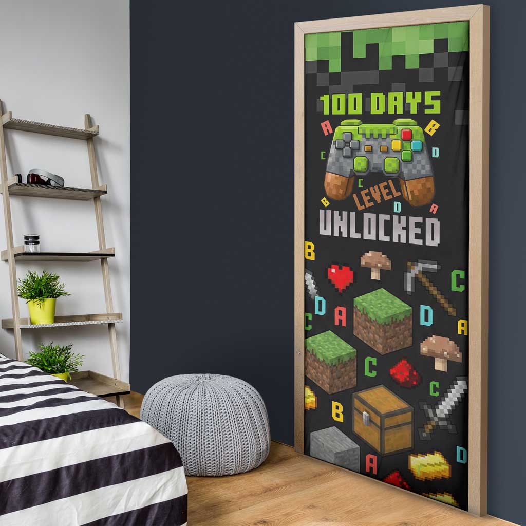 100 Days Level Unlocked Door Cover Gaming 100 Days of School Boys