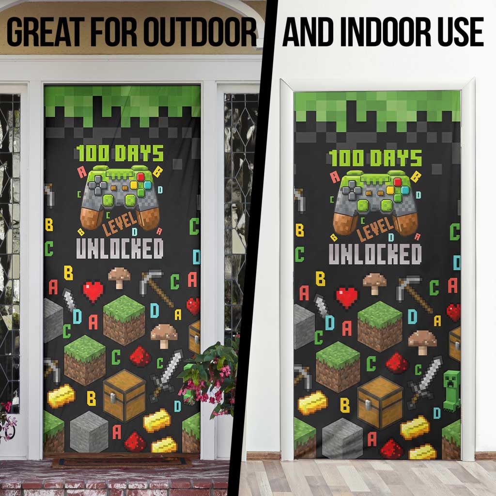 100 Days Level Unlocked Door Cover Gaming 100 Days of School Boys