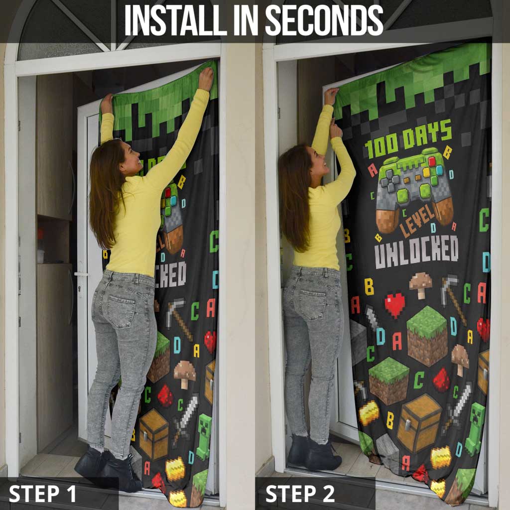 100 Days Level Unlocked Door Cover Gaming 100 Days of School Boys