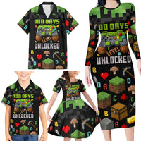 100 Days Level Unlocked Family Matching Long Sleeve Bodycon Dress and Hawaiian Shirt Gaming 100 Days of School Boys