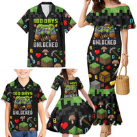 100 Days Level Unlocked Family Matching Mermaid Dress and Hawaiian Shirt Gaming 100 Days of School Boys