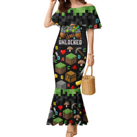 100 Days Level Unlocked Family Matching Mermaid Dress and Hawaiian Shirt Gaming 100 Days of School Boys