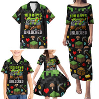100 Days Level Unlocked Family Matching Puletasi and Hawaiian Shirt Gaming 100 Days of School Boys