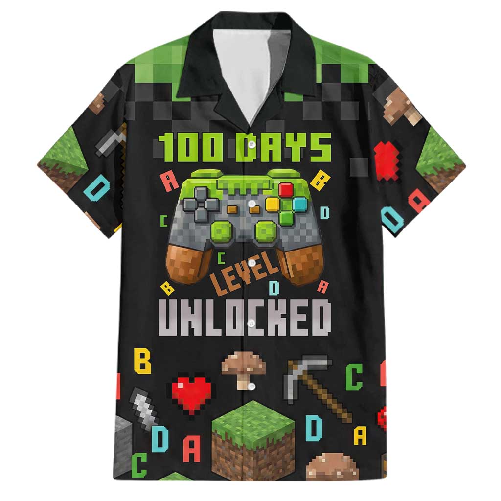 100 Days Level Unlocked Family Matching Puletasi and Hawaiian Shirt Gaming 100 Days of School Boys