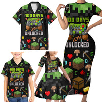 100 Days Level Unlocked Family Matching Short Sleeve Bodycon Dress and Hawaiian Shirt Gaming 100 Days of School Boys