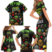 100 Days Level Unlocked Family Matching Short Sleeve Bodycon Dress and Hawaiian Shirt Gaming 100 Days of School Boys