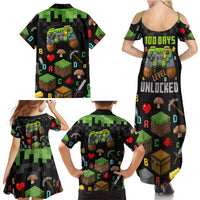 100 Days Level Unlocked Family Matching Summer Maxi Dress and Hawaiian Shirt Gaming 100 Days of School Boys
