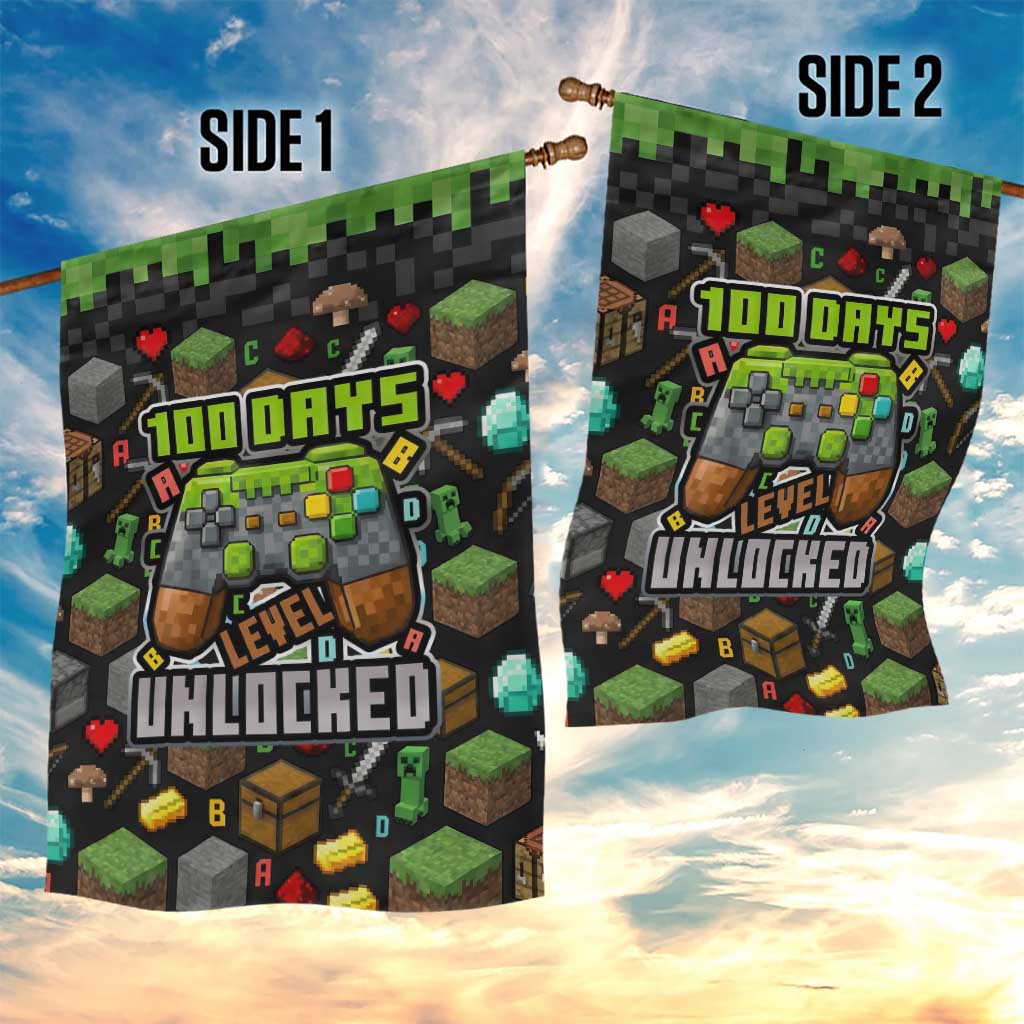 100 Days Level Unlocked Garden Flag Gaming 100 Days of School Boys