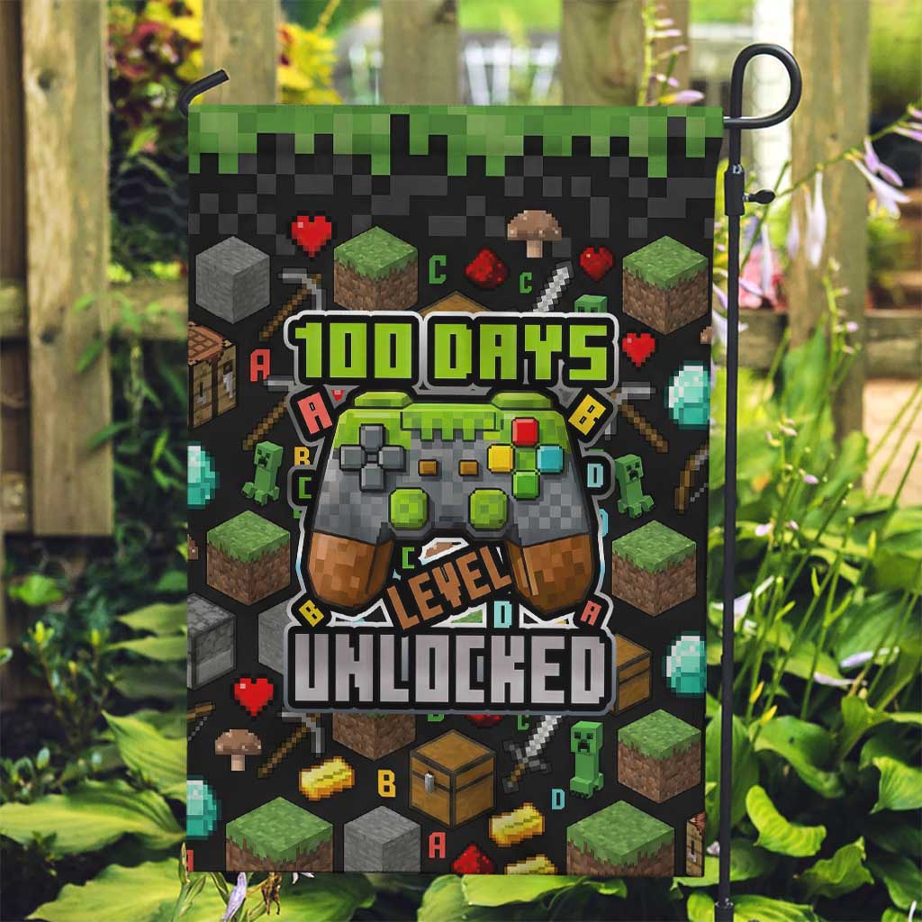 100 Days Level Unlocked Garden Flag Gaming 100 Days of School Boys
