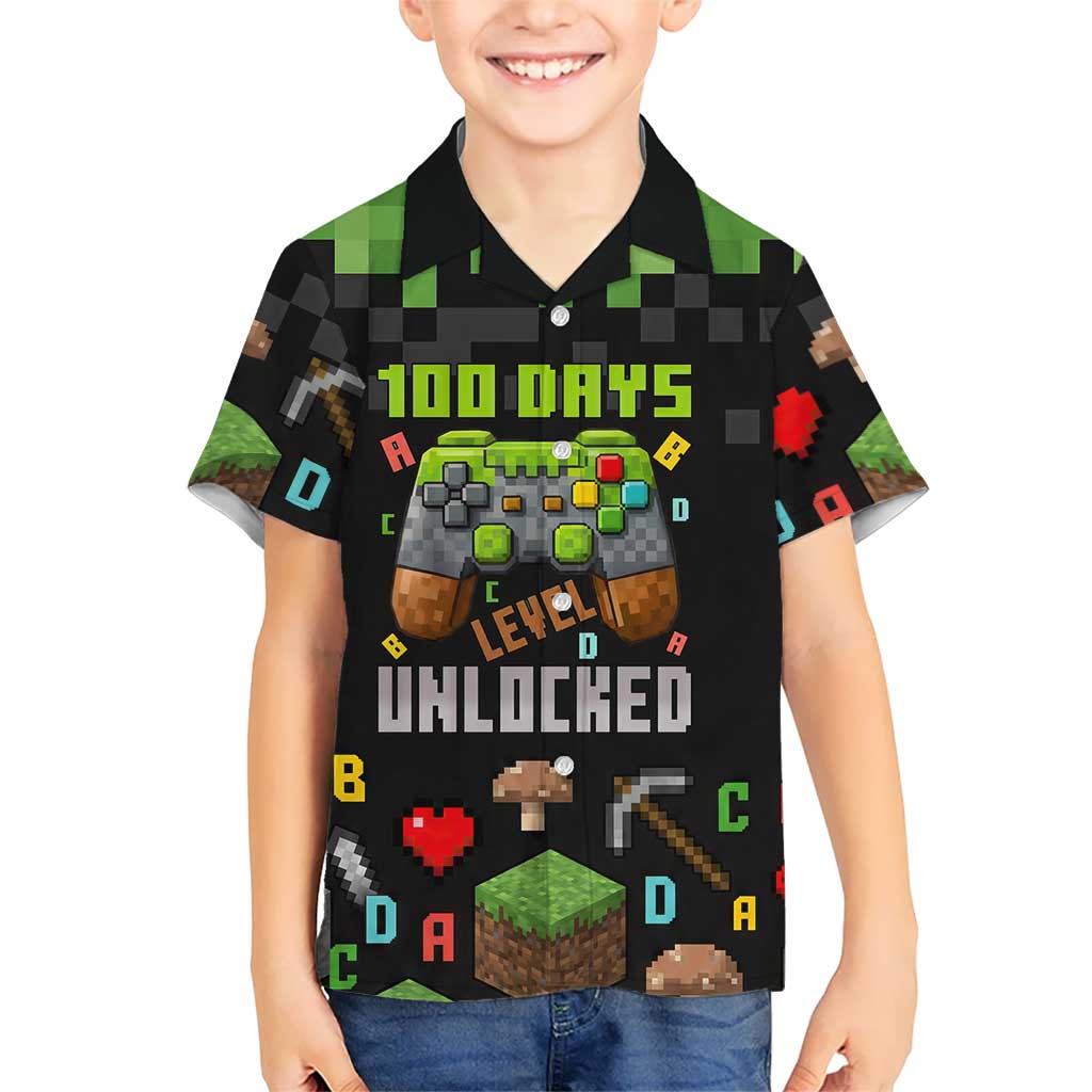 100 Days Level Unlocked Hawaiian Shirt Gaming 100 Days of School Boys
