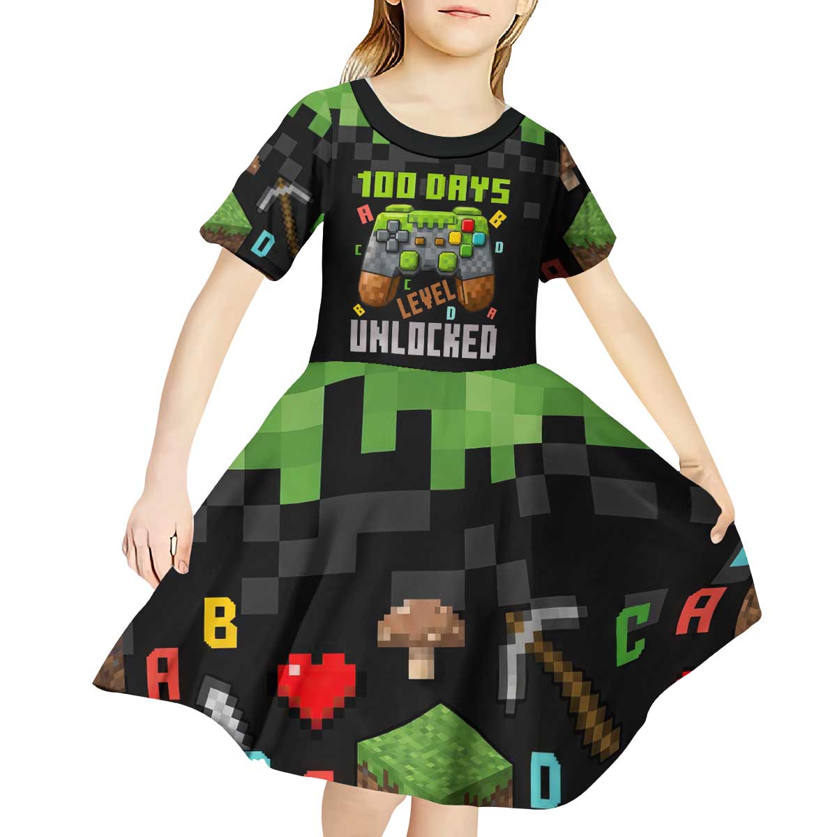 100 Days Level Unlocked Kid Short Sleeve Dress Gaming 100 Days of School Boys