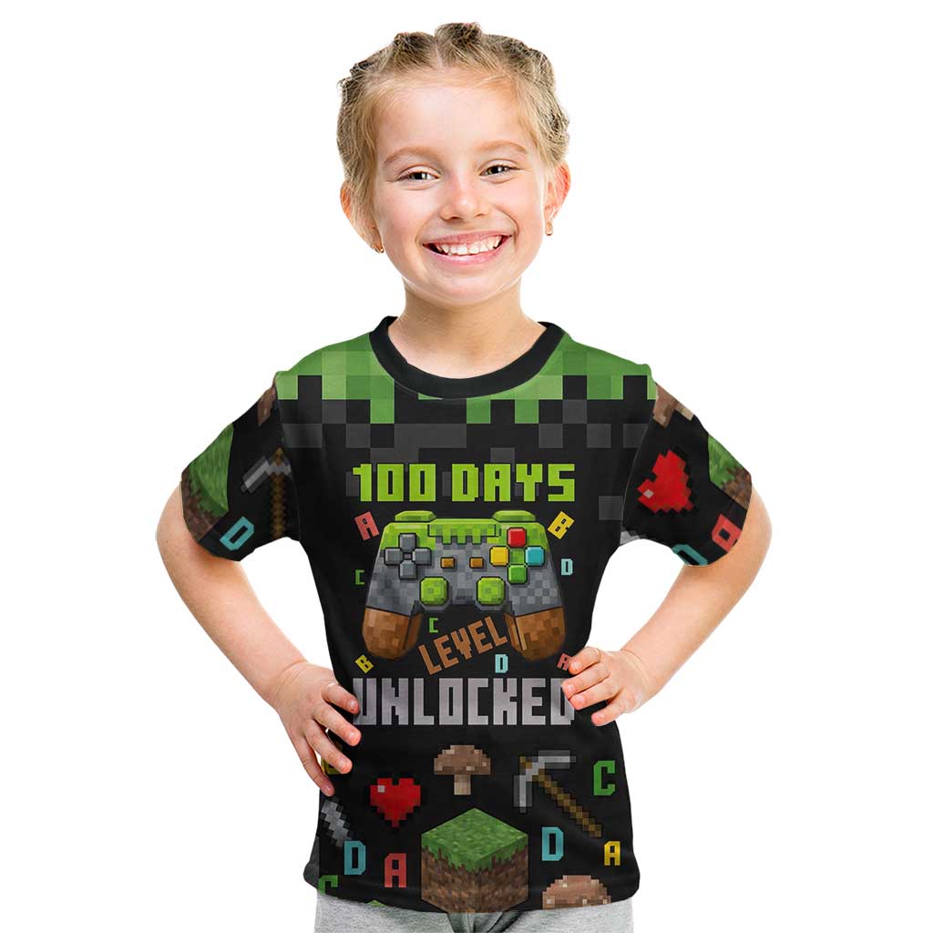 100 Days Level Unlocked Kid T Shirt Gaming 100 Days of School Boys