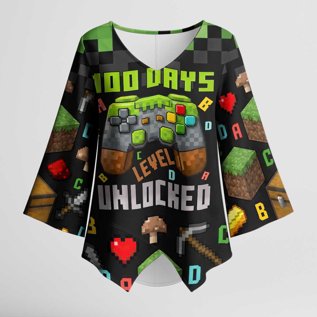 100 Days Level Unlocked Kimono Sleeve Blouse Gaming 100 Days of School Boys