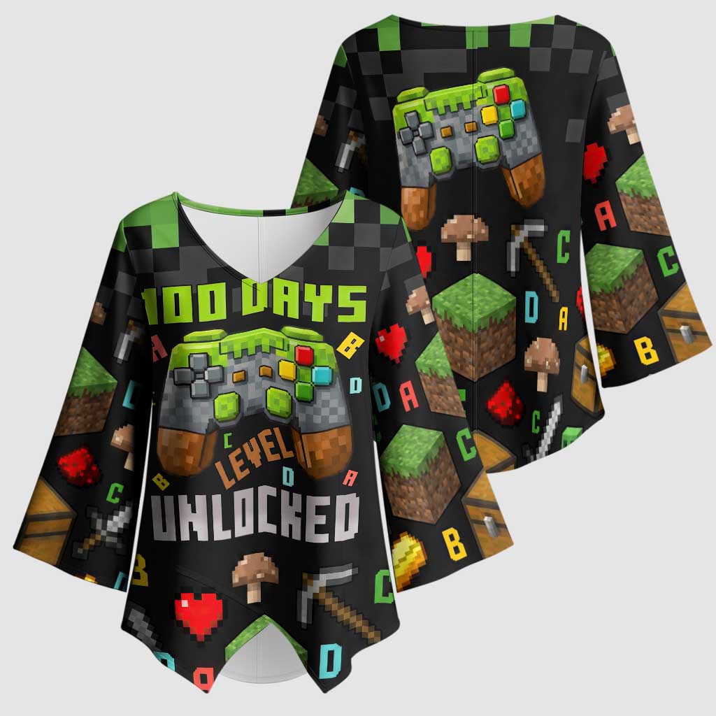 100 Days Level Unlocked Kimono Sleeve Blouse Gaming 100 Days of School Boys