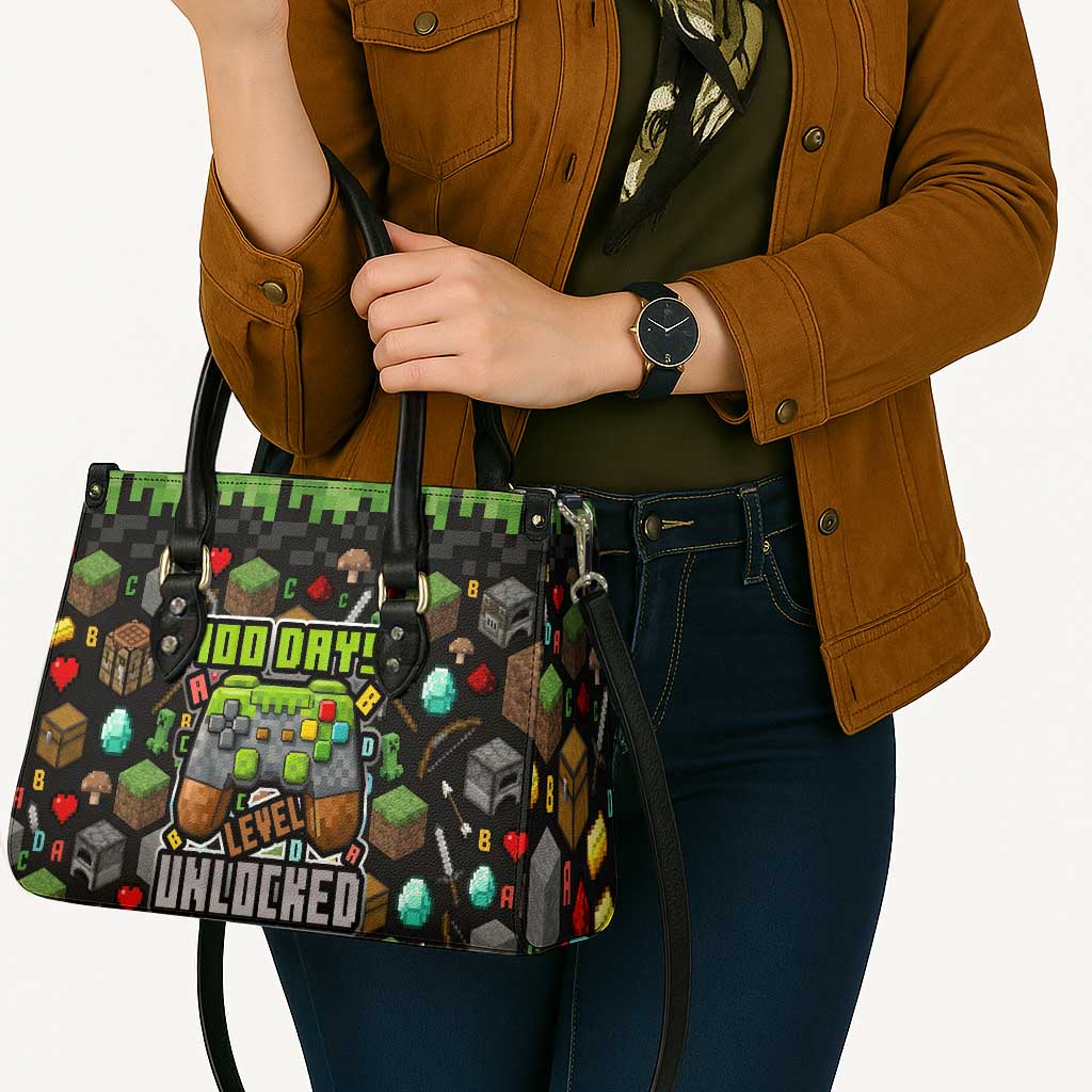 100 Days Level Unlocked Leather Bag Gaming 100 Days of School Boys