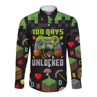 100 Days Level Unlocked Long Sleeve Button Shirt Gaming 100 Days of School Boys