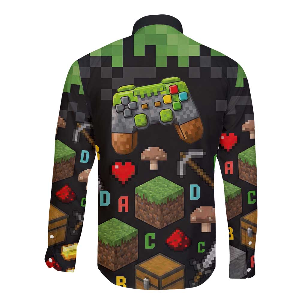 100 Days Level Unlocked Long Sleeve Button Shirt Gaming 100 Days of School Boys