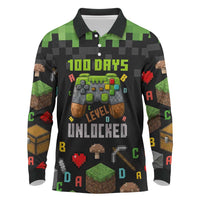 100 Days Level Unlocked Long Sleeve Polo Shirt Gaming 100 Days of School Boys